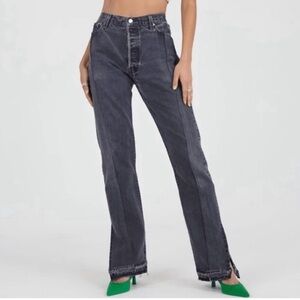 EB Denim Black Vintage Reconstructed Unraveled Jean